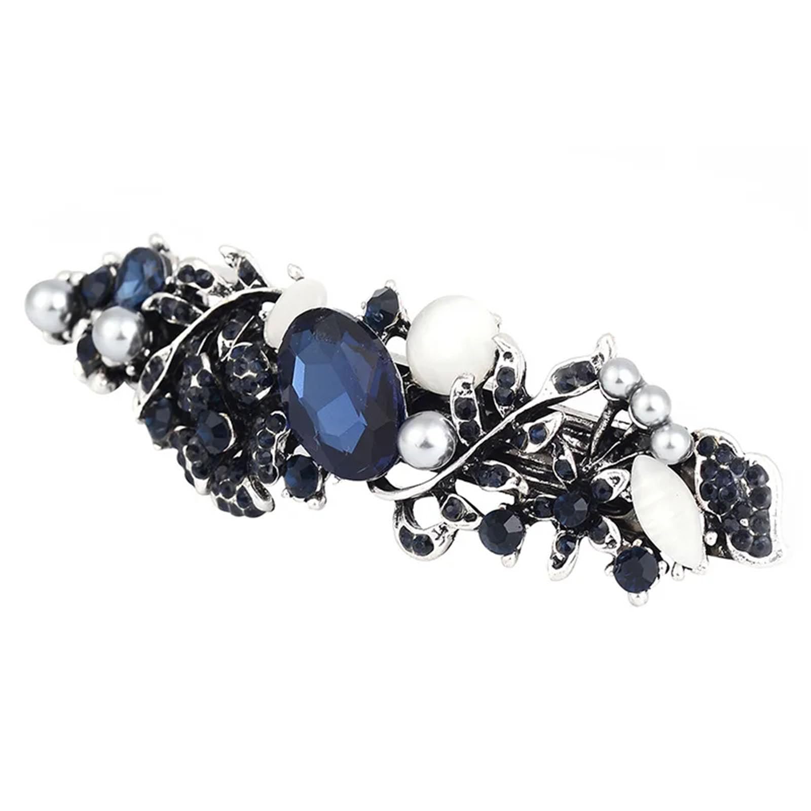 Barrettes à cheveux antiques en strass bleus pour coiffure de mariage vintage