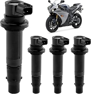 Ignition Coil Packs (4pcs), Compatible with Yamaha 2003-2007 YZF R6, 2002-2006 YZF R1, 2006-2009 YZF R6S, 2006-2014 FZ1 & More, Replaces# F6T558, 5VY-82310-00-00