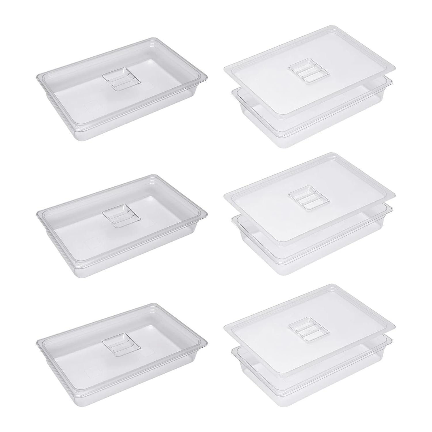 6-Pack 1/1 Size Food Pan, 4-Inch Deep Clear Polycarbonate Food Pans Stackable Clear Food Storage Containers for Restaurants, Hotels & Catering