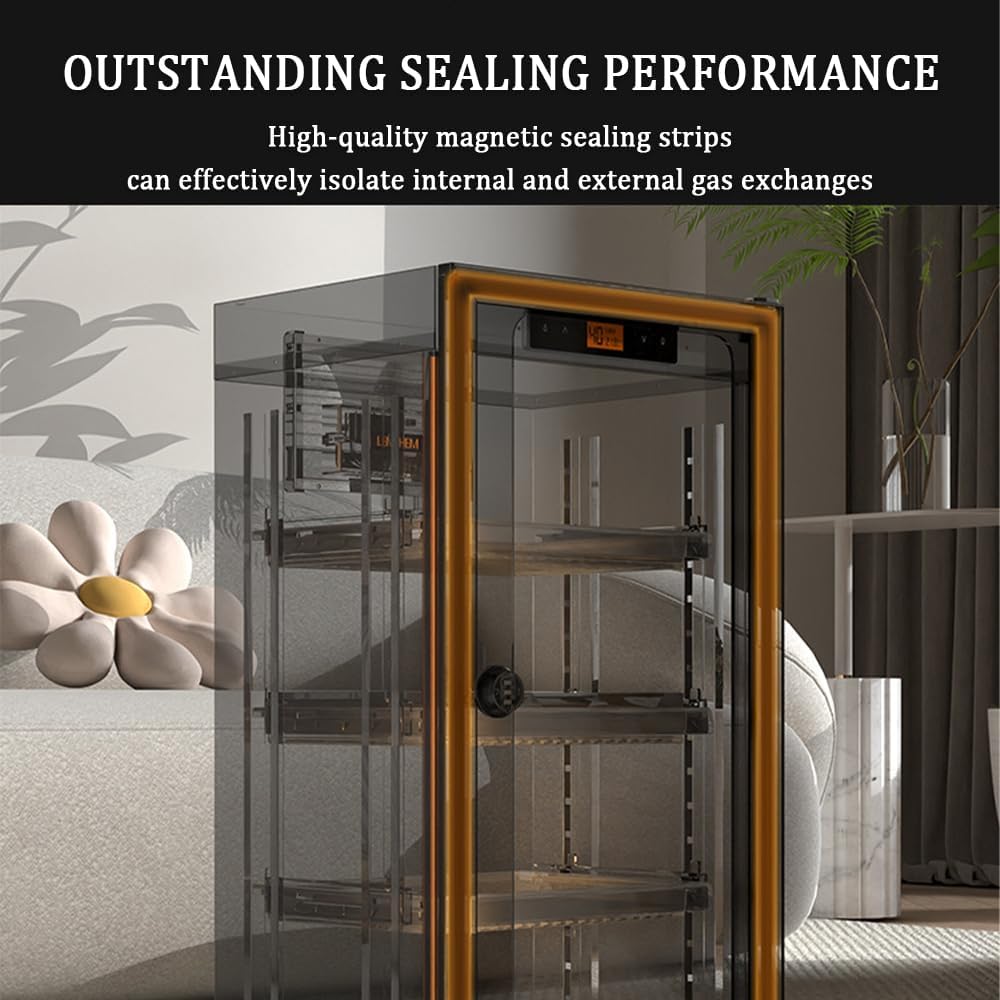 Digital Control Dry Cabinet Camera, Camera Lens Dehumidifying Dry Cabinet with Password Lock, LED Lights and Humidity Adjustment, Electronic Moisture-proof Box (40L)