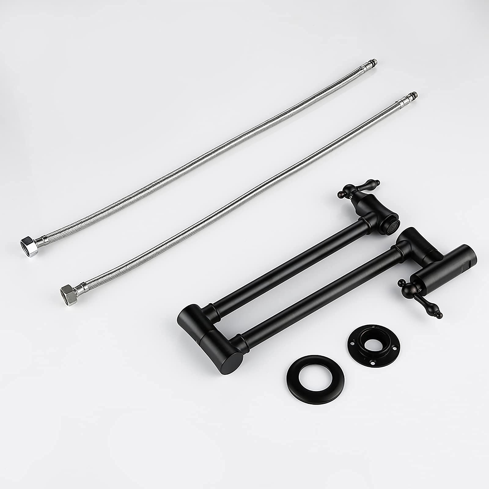 Grifo de cocina plegable de un solo frío Grifos de fregadero de cocina de latón montados en la pared Grifo giratorio de un solo orificio para cocina Grifo de brazo oscilante de doble articulación,Oro