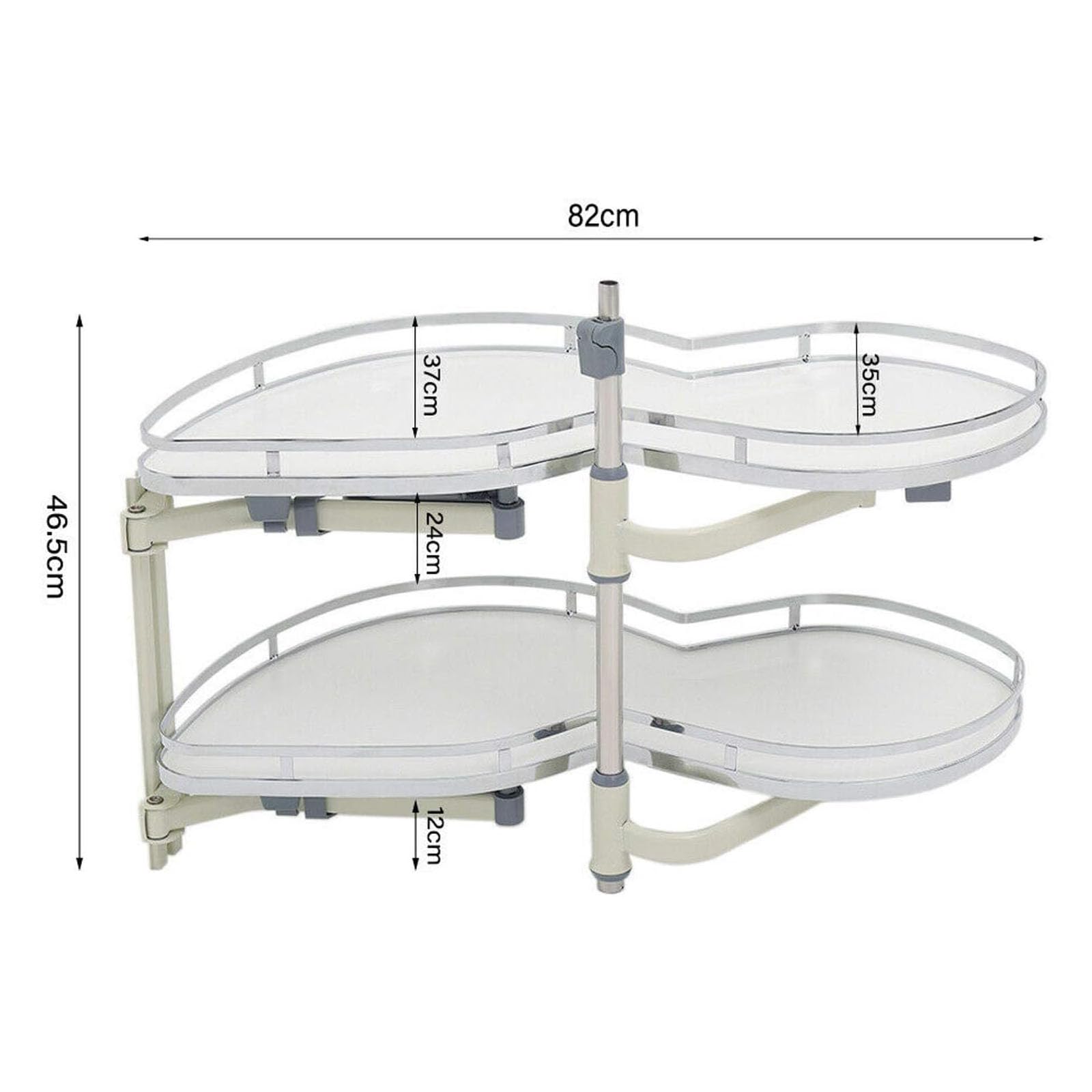 Bandeja Oscilante Extraíble de 2 Niveles para Rincón Ciego, Organizador de Gabinete de Cocina para Gabinetes 900-1000mm, Almacenamiento Rotativo para Especias y Utensilios
