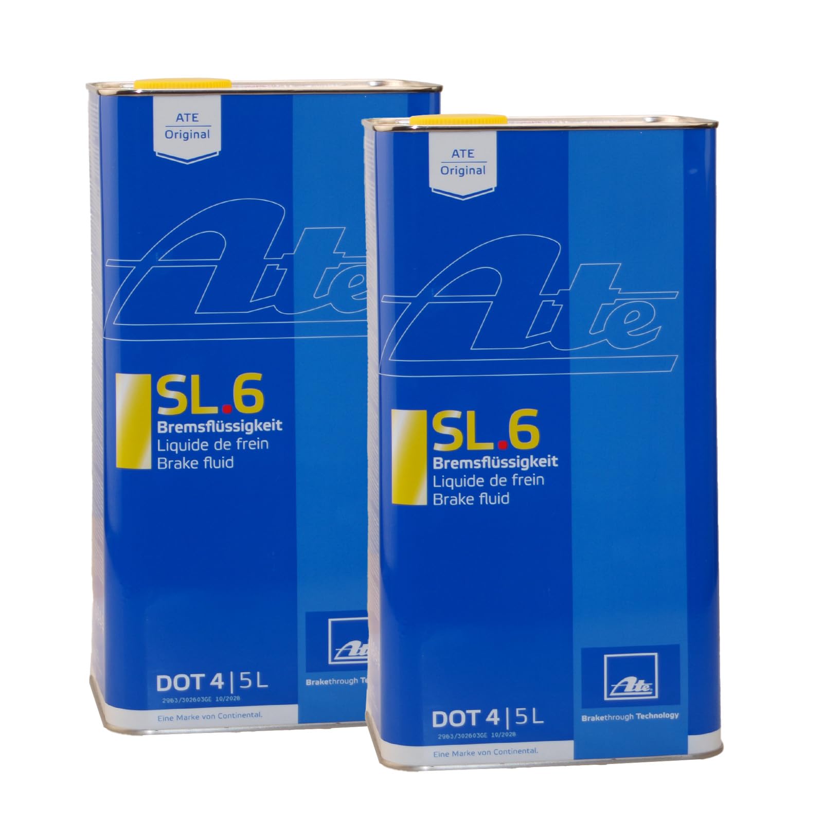 ATE 2X ORIGINAL Bremsflüssigkeit Brake Fluid SL.6 DOT 4 5 Liter / 03.9901-6403.2