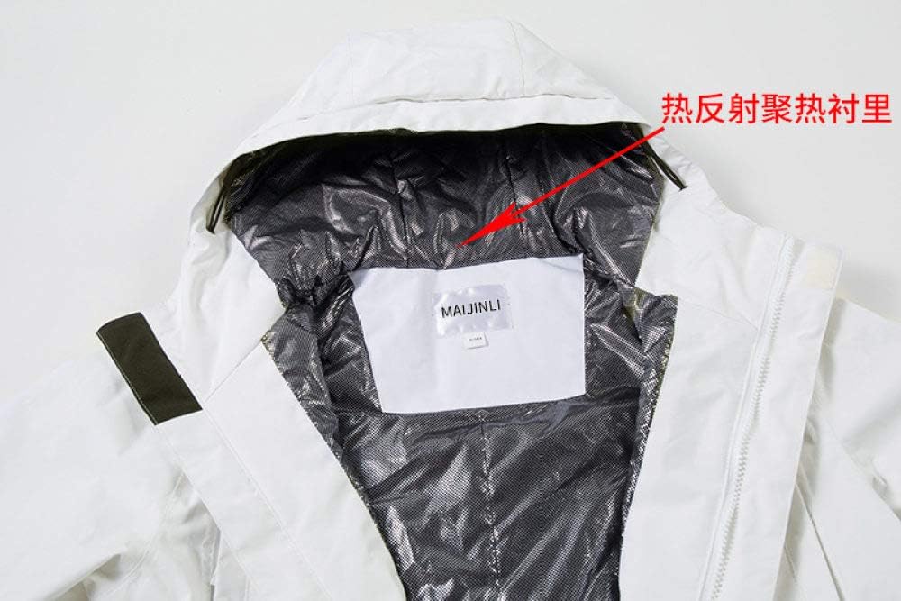 Jumpsuit Snowboard Waterproof Outerwear Mountain Men Women Skiing Jackets and Pants Outdoor Ski Suits Black XL (White Large)