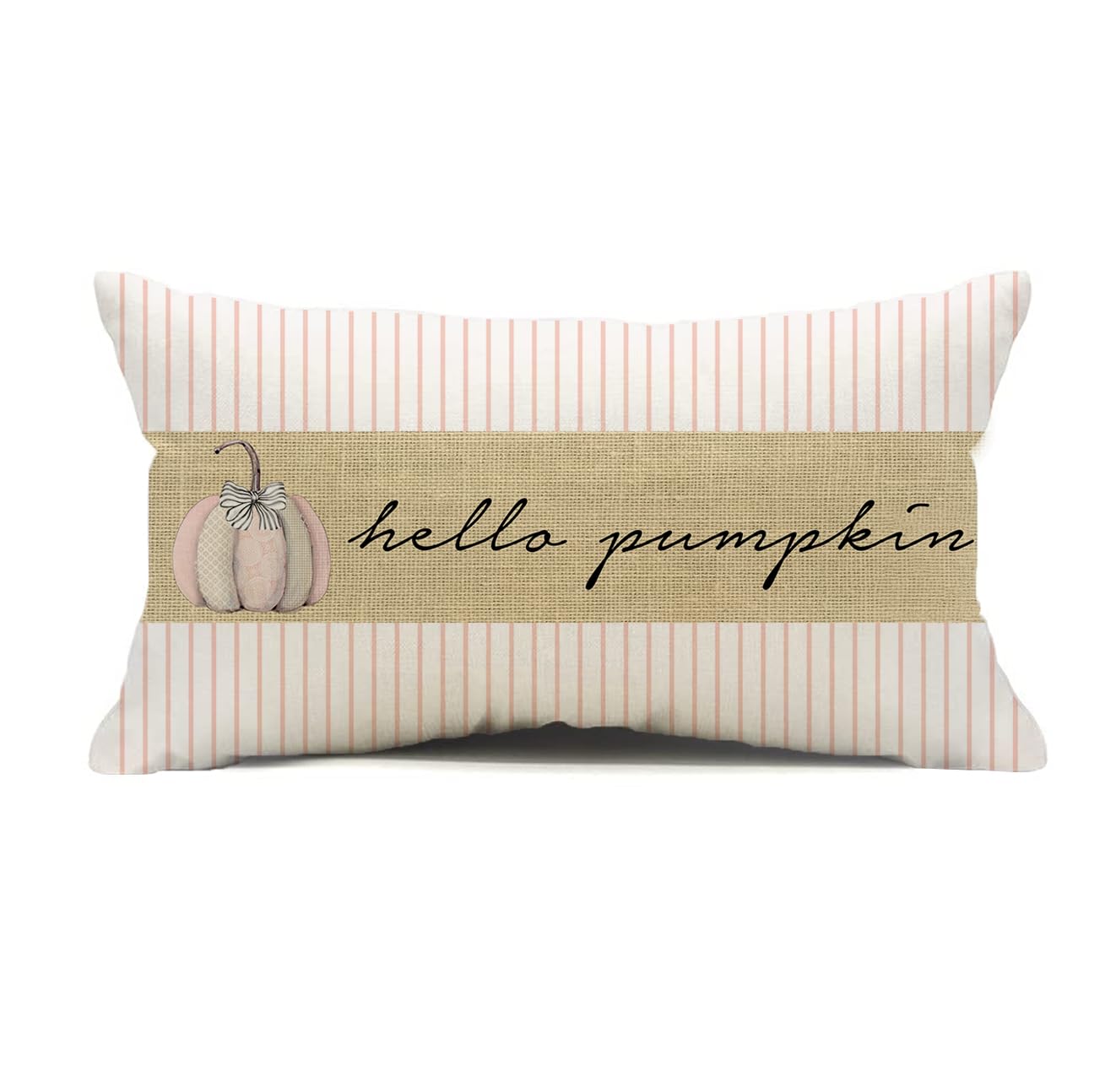 Faromily Hello Pumpkin Pillow Covers 12x20 Pink Stripes Pumpkin Seasonal Autumn Thanksgiving Decor Farmhouse Harvest Fall Pillows Decorative