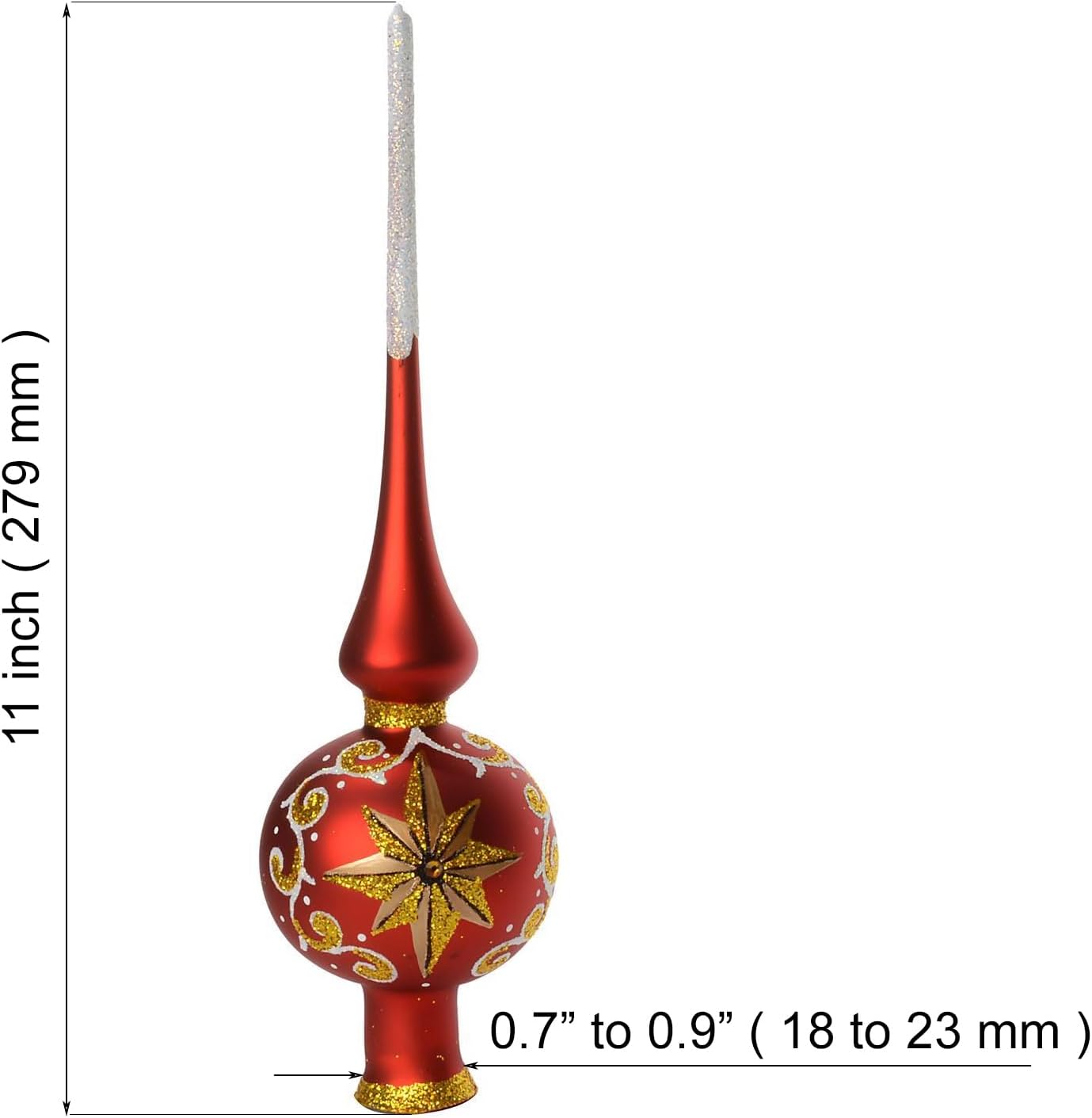 Starry Glass Christmas Tree Topper (red)