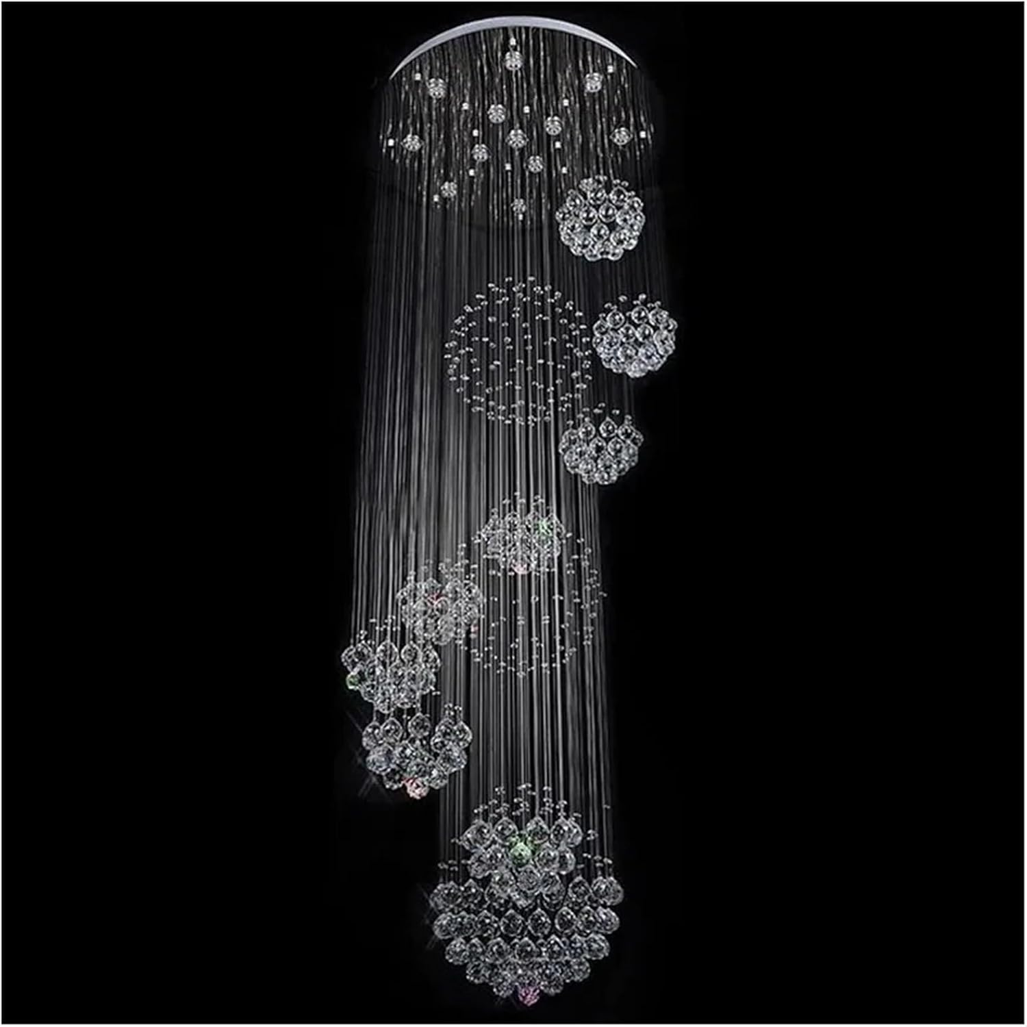 Luxury K9 Crystal Chandelier, Modern LED Hanging Light Fixture for Living Room, Staircase, Villa Decoration, D55cm H180cm(D80cm H220cm)