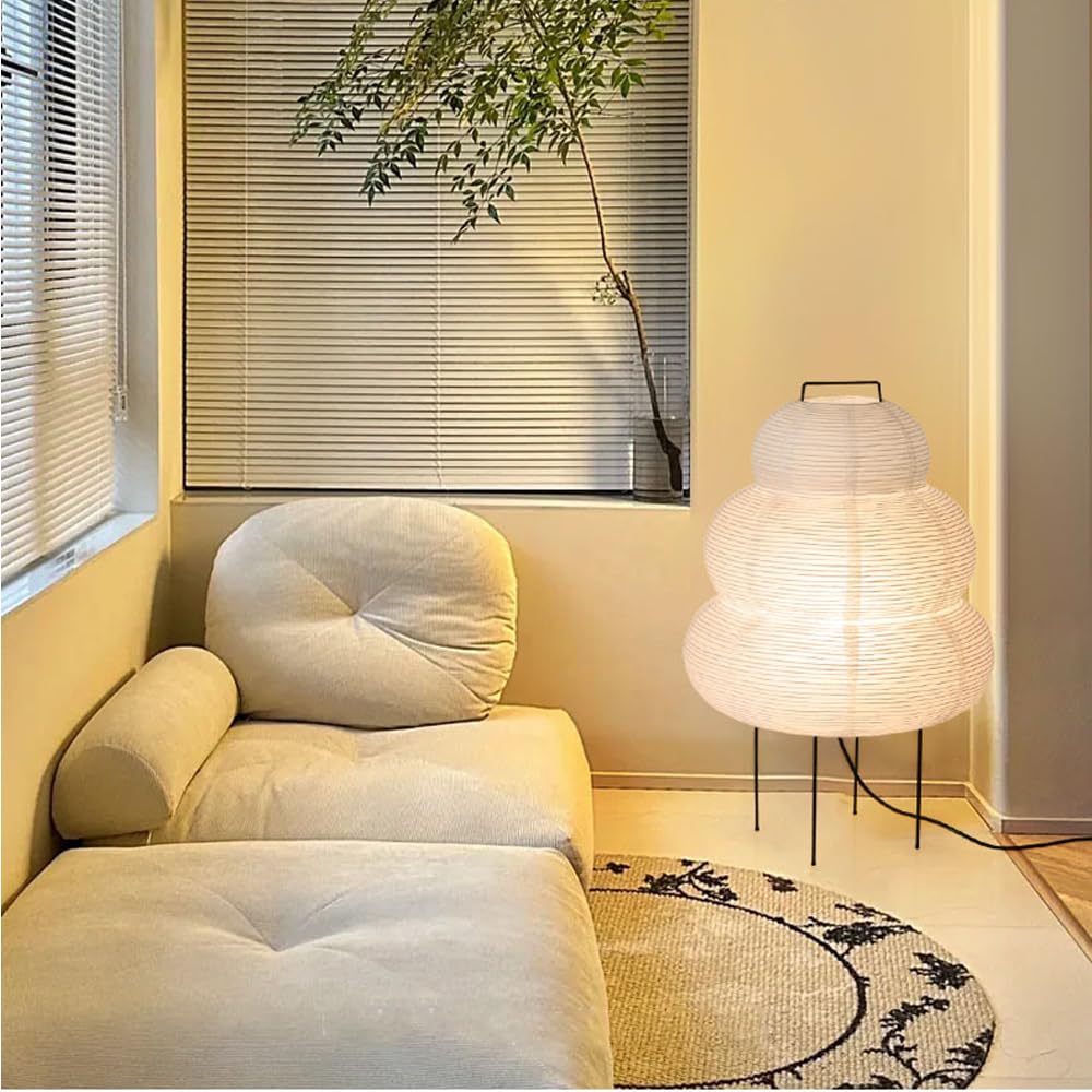 Mengjay Kreative Papier Tischlampe Stehlampe,Retro Reispapier Lampe Nachttischlampe,Tischleuchte Wohnzimmer Deko Lampe, E27 Schreibtischlampe Nachtlicht für Schlafzimmer(A)