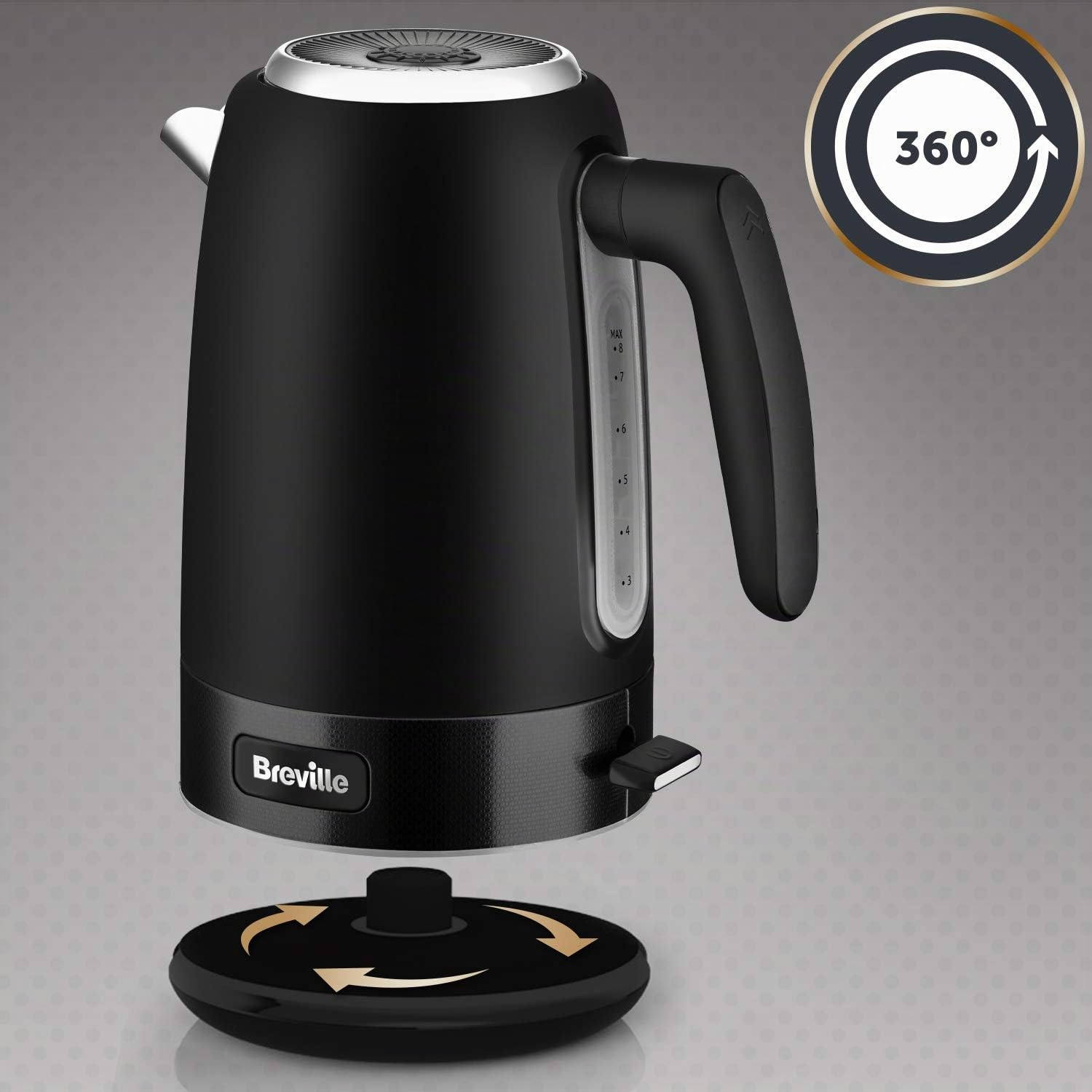 Breville VKT146X - Hervidor eléctrico, 1,7 l (8 tazas), ebullición rápida de 3 kW, colección New York, color negro