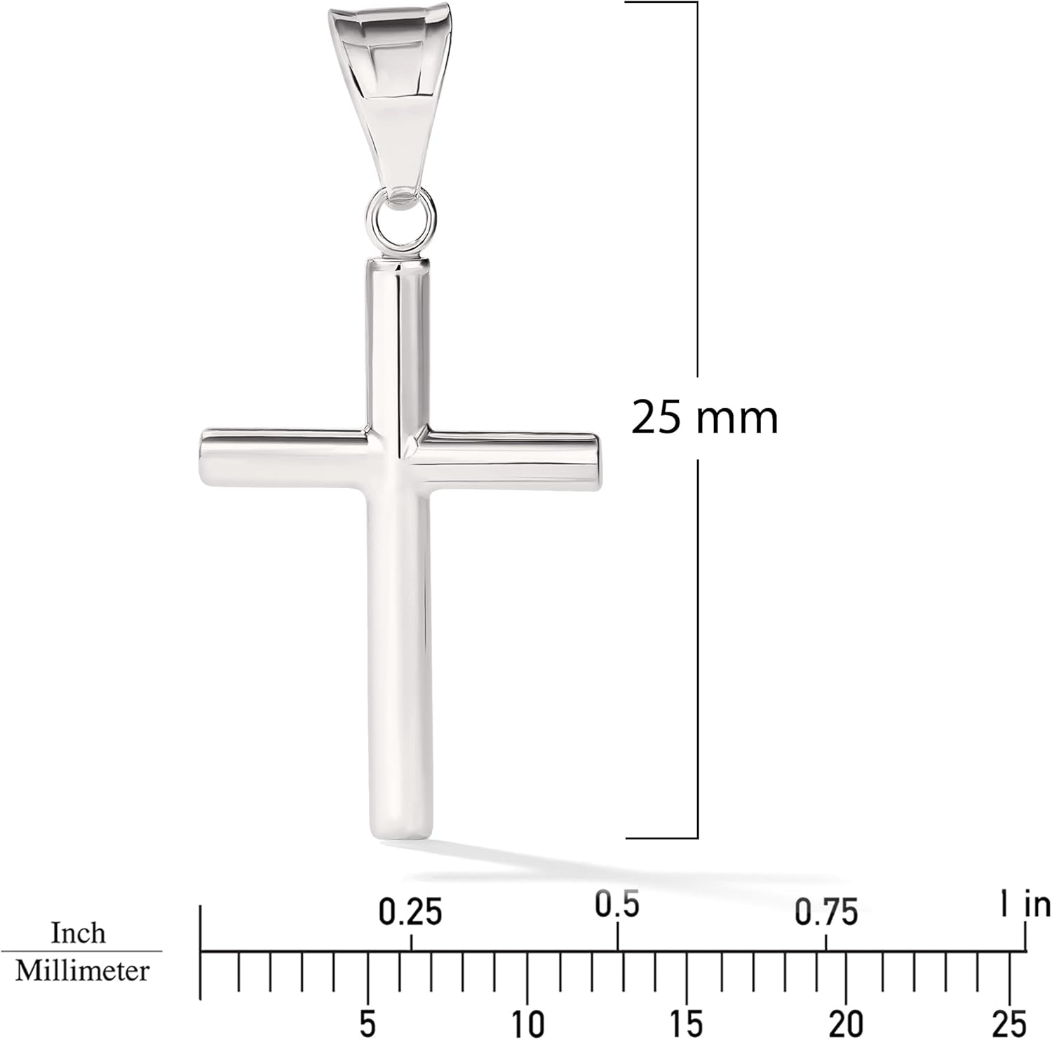 Amanda Rose Collection Dainty Tube Cross Pendant for Women – Choice of 10K or 14K Yellow or White Gold – Real Gold Cross Necklace Charm, Pendant Only or with Adjustable Gold Chain