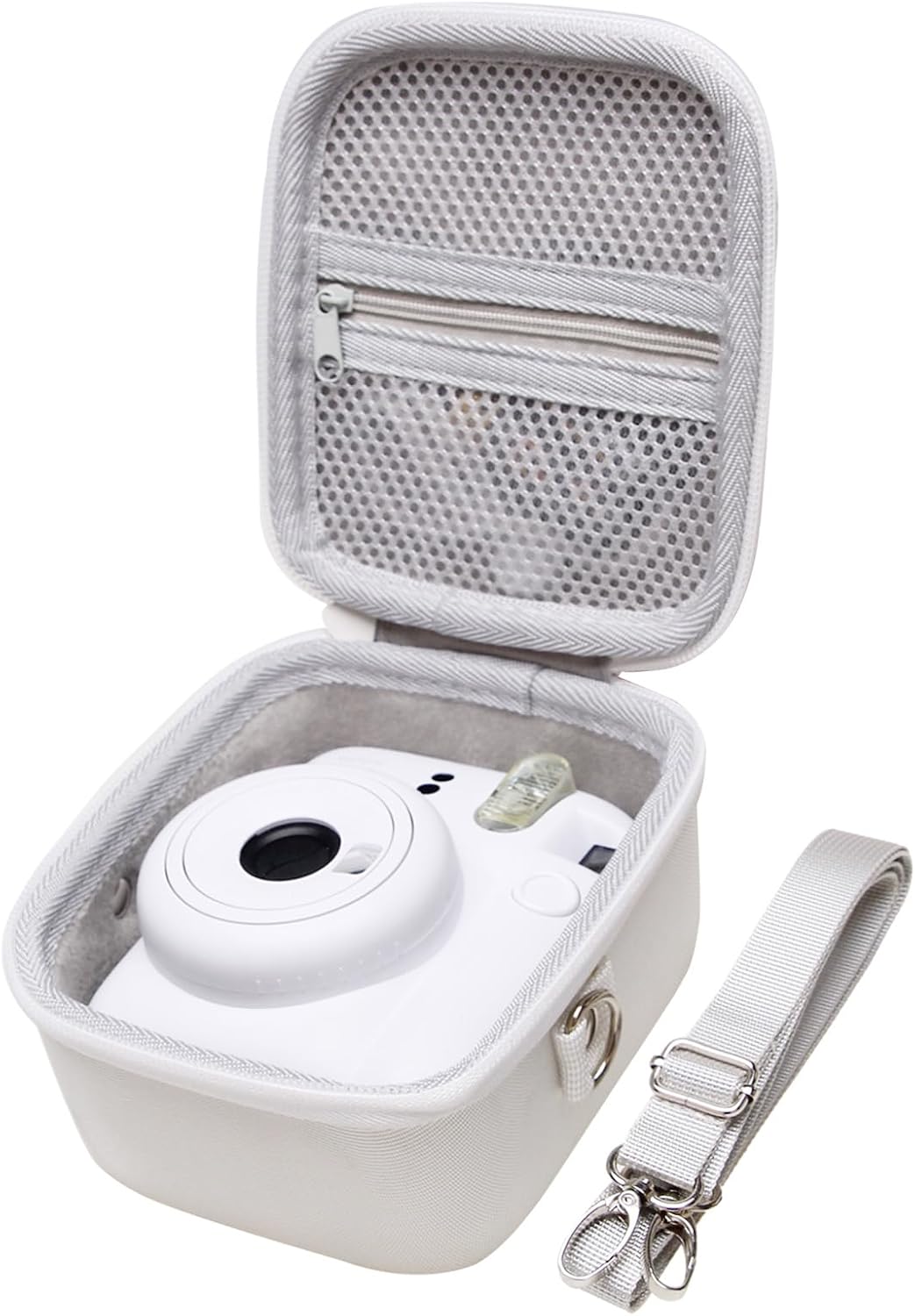 LTGEM Case Compatible with Fujifilm Instax Mini 13/12 / 11/10 / 9/8 / 7/7+ Instant Camera and FUJIFILM Instax Mini Instant Flim with Shoulder Strap, White(Case Only)