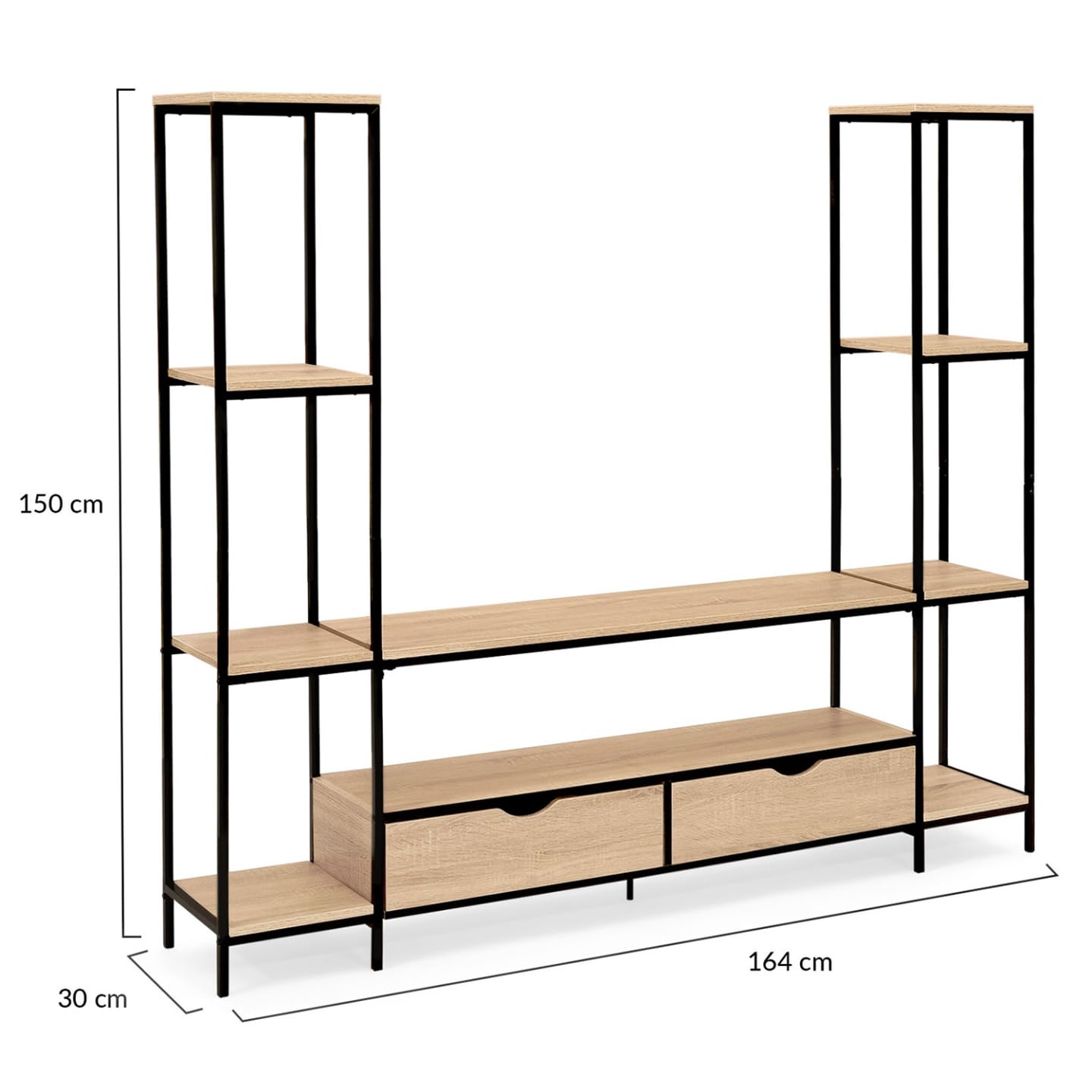 IDMarket - DETROIT Mobile TV da 164 cm con ripiani dal design industriale