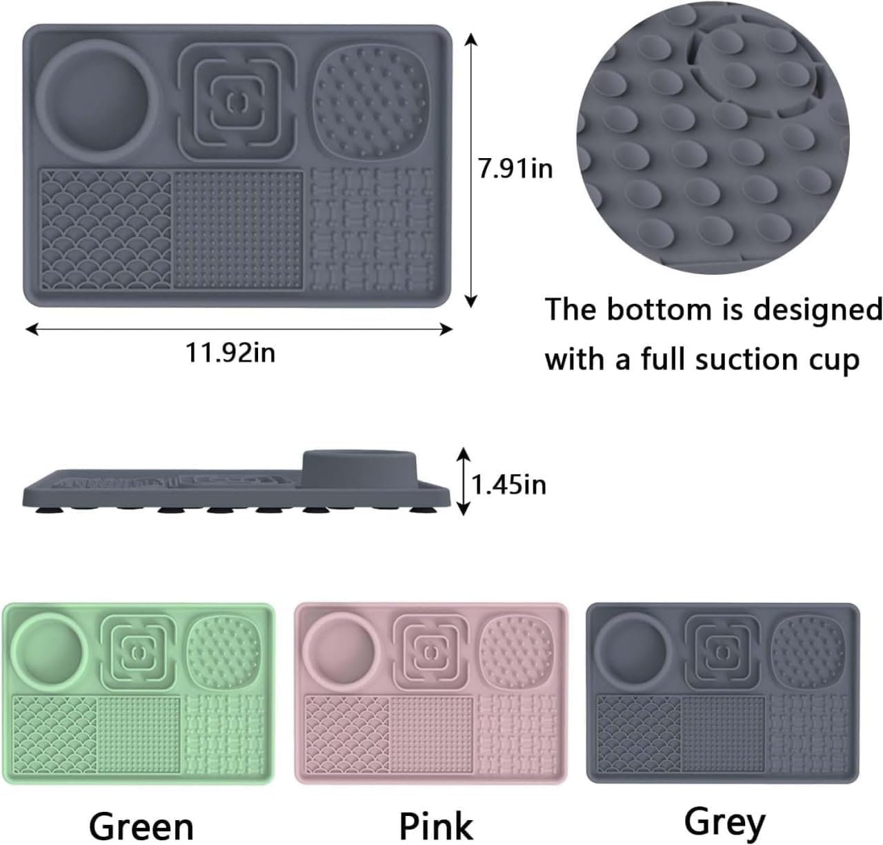 DEVKI Slow Feeder Bowl, Silicone Lick Mat with Suction Cups for Dog Cat, Snuffle Mat for Pet Smell Training, Puzzle Toys for Bored Puppy, Interactive Sniff Mat for Slow Eating and Keep Busy, Green