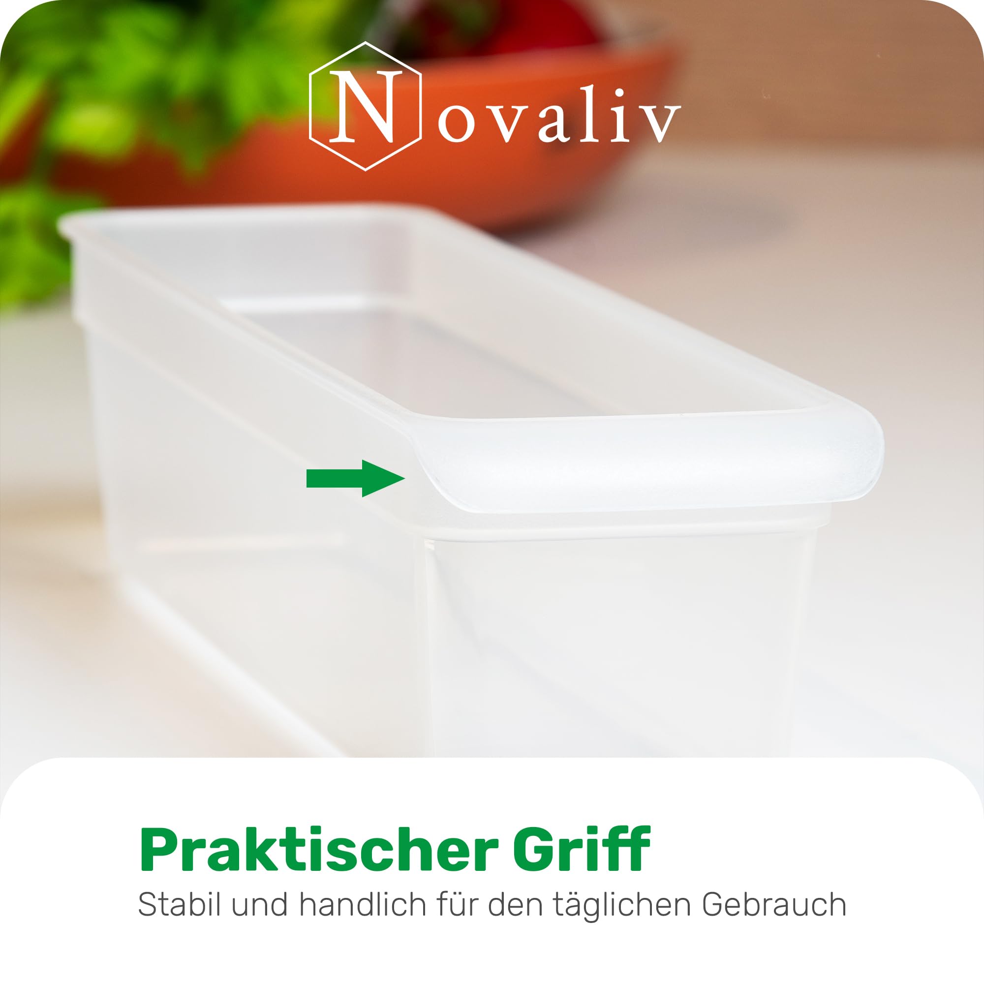 Novaliv Kühlschrank 6er Set Organizer Kühlschrank Klein + Mittel + Groß BPA-frei Küchenordnung küchenorganizer Kühlschrankorganizer Lebensmittelecht FFlaschen Organizer Ablagefach Kühlschrankfach