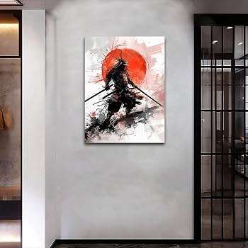 Amazon.com: Art Print Canvas Wall Art Black & Red Art Japanese