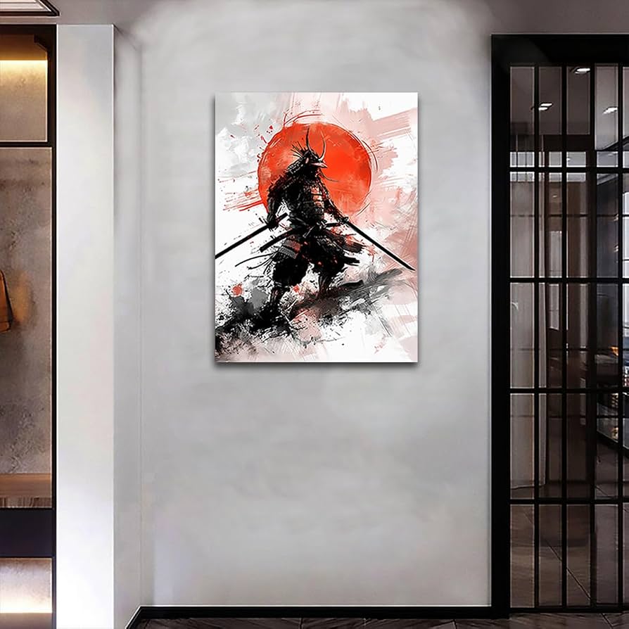 Amazon.com: Art Print Canvas Wall Art Black & Red Art Japanese