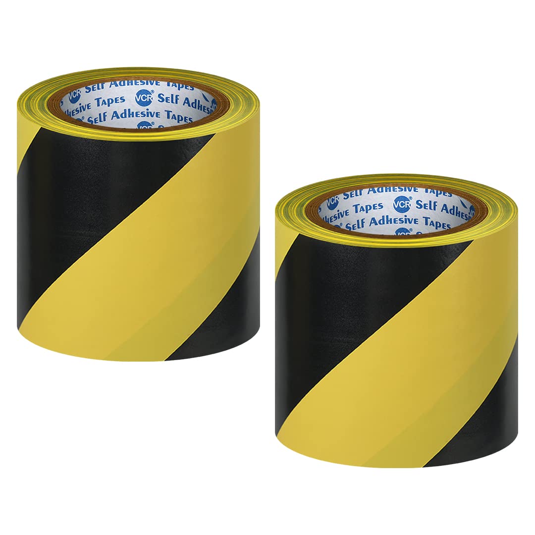 VCR Black & Yellow Floor Marking Tape - 18 Meters in Length 120mm / 05" Width - 2 Rolls Per Pack - Waterproof Social Distancing lane Marking Tape for Safety, Hazard and Caution Warnings (B0BNLP8L2C) Amazon Price History, Amazon Price Tracker
