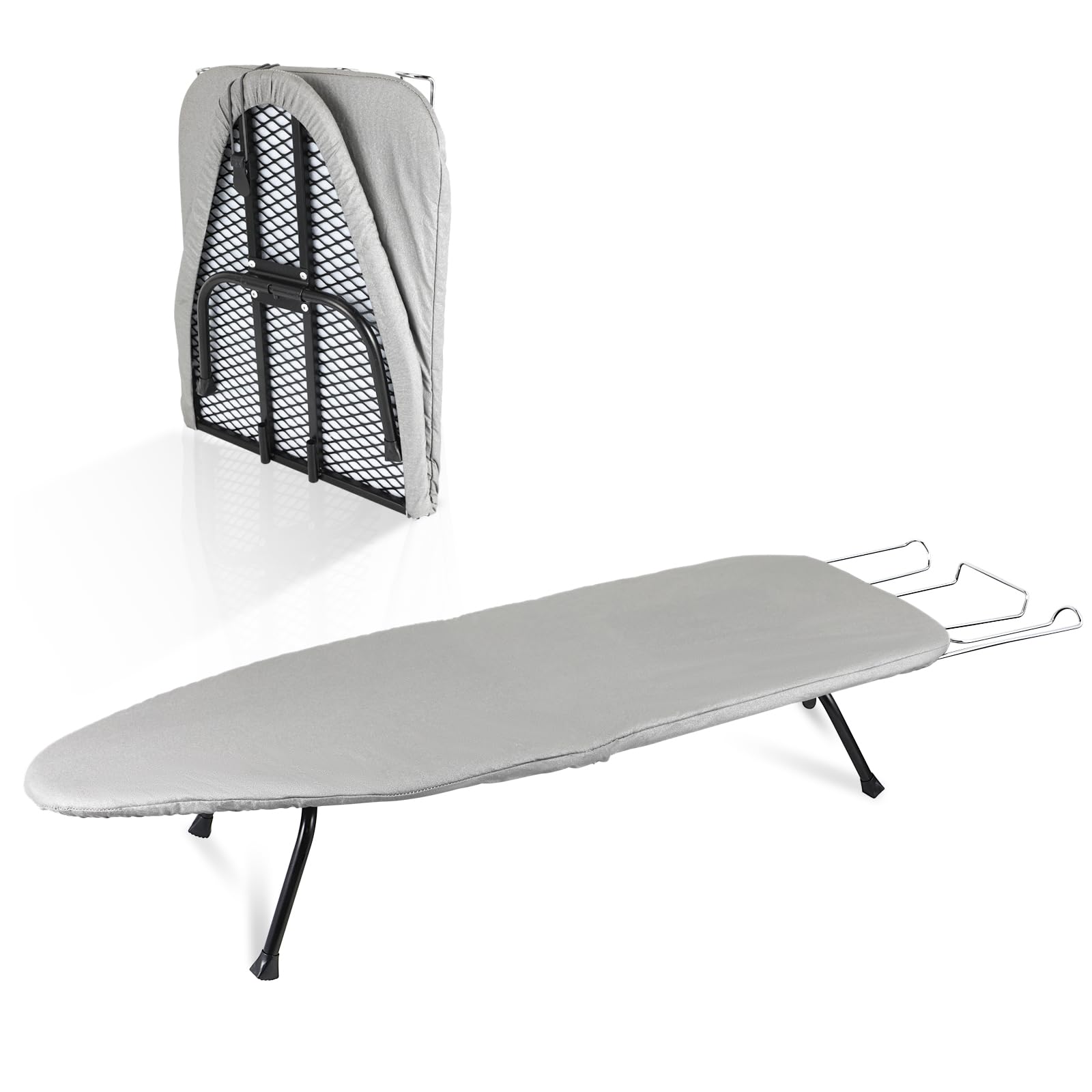 Foldable Ironing Board, Portable Tabletop Ironing Board Full Size with Ironing Rack, Metal Mesh Small Ironing Board for Dorms, Home and Travel Use - 31.9
