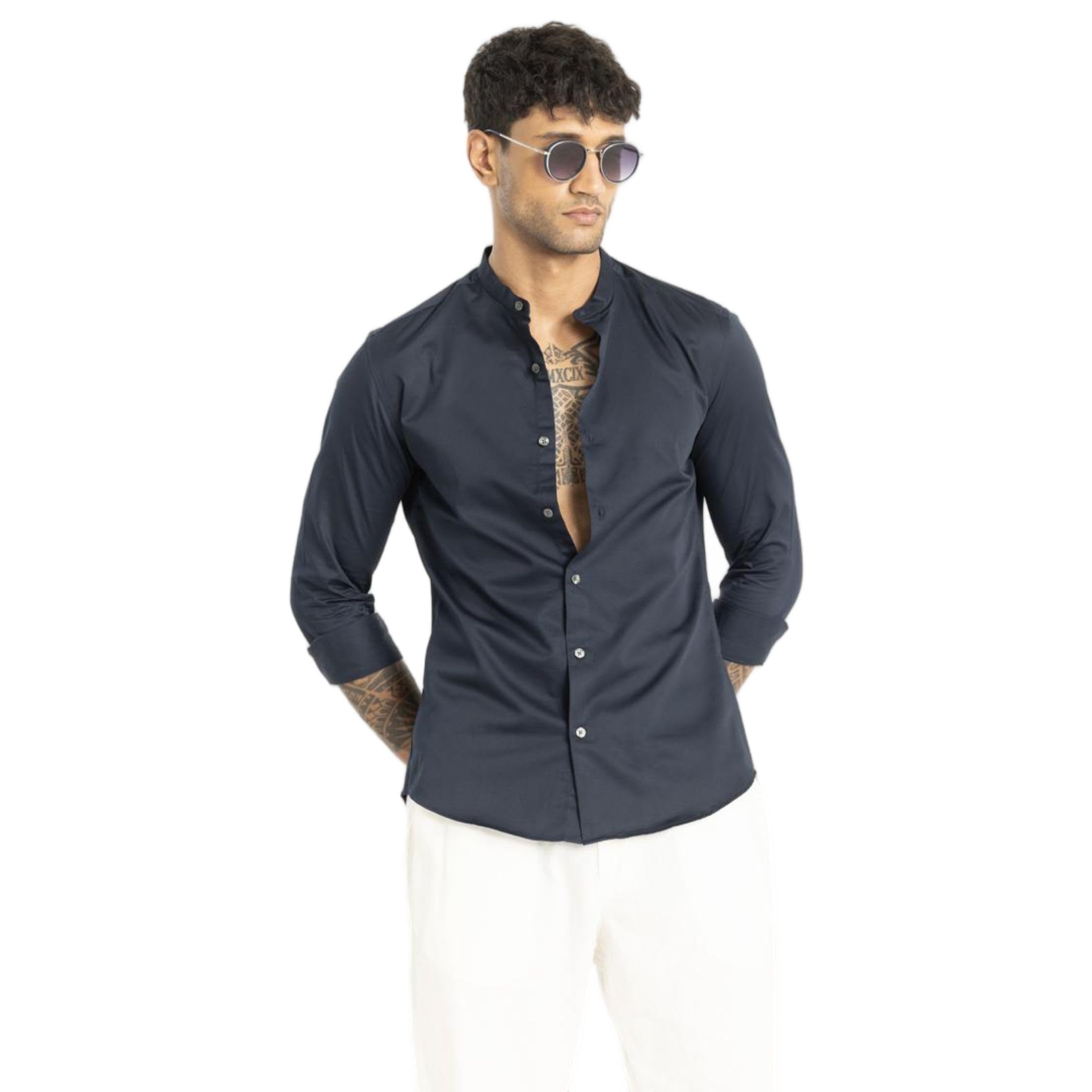 Snitch Alfonso Navy Plain Shirts