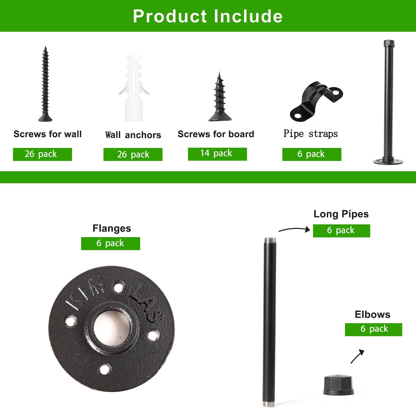 Garden Hose Hose Pipe Aunulahca 3/4" Industrial Pipe Shelf Brackets (6 Pack, 12") Black Iron Shelf Bracket Rustic Wall Mounted Shelving Brackets Pipe Decor for Wood Floating Shelf