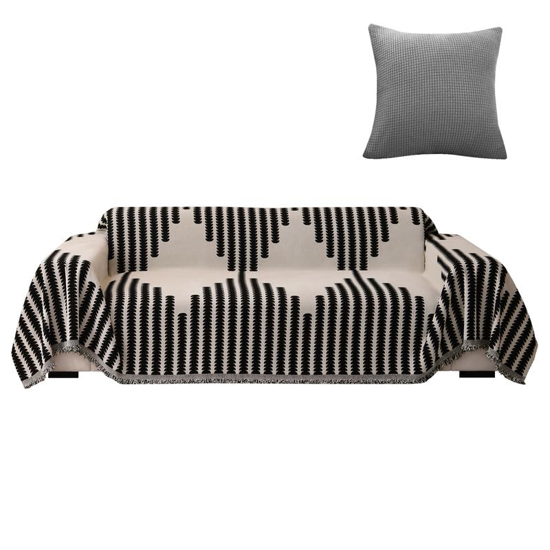 jianyana Sofa Covers Soft Durable Reversible Chenille Sofa Slipcover Couch Covers Modern Plaid Universal Furniture Protector for 1 2 3 4 Seater Sofa Loveseat L-shape Corner Futon Sofas