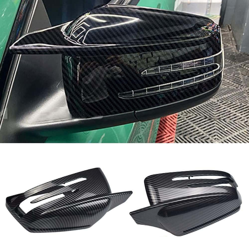 1 Pair Side Mirror Cap Covers For Mercedes Benz W176 W246 W212 W204 C117 X156 X204 W221 C218 A B C E S CLA GLA GLK Class(carbon fiber)