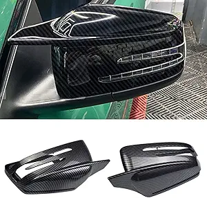 Hacreyatu Carbon-Finish Side Mirror Cap Covers for Mercedes-Benz