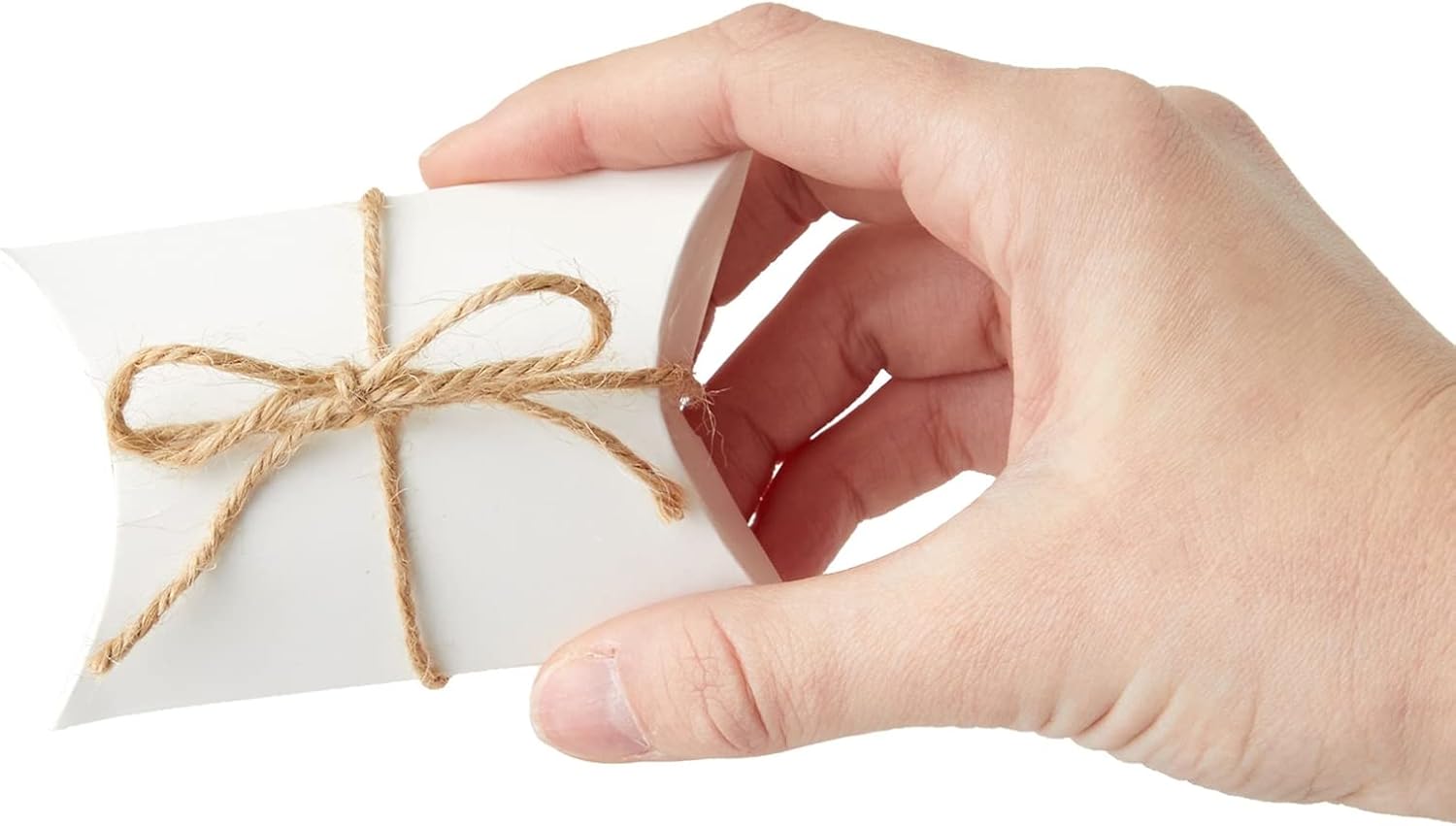 Bright Creations Mini Paper Pillow Gift Box Set with Jute Twine (3.5 x 2.5 x 0.95 In, 100 Pack)