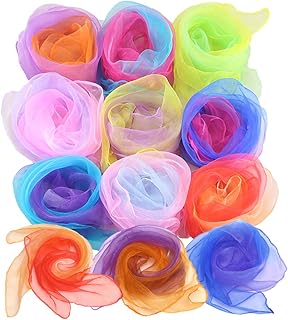 INOOMP 24pcs Gradient Color Dance Scarves Juggling Scarves Scarves Rhythm Band Scarves for Decoration Kids Performance ( Random Color ) Sporting Goods