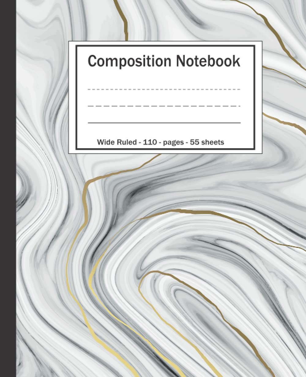 Composition Notebook: Wide Ruled Lined Paper Notebook Journal: Luxury White Silver and Gold Marble Painting Workbook for Girls Kids Teens Students for Back to School and Home College