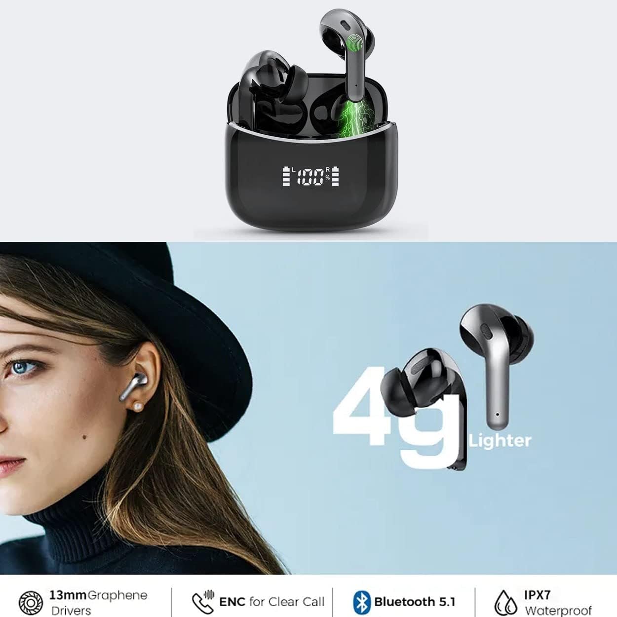 AD X15 Earbuds demonstrating IPX7 water resistance