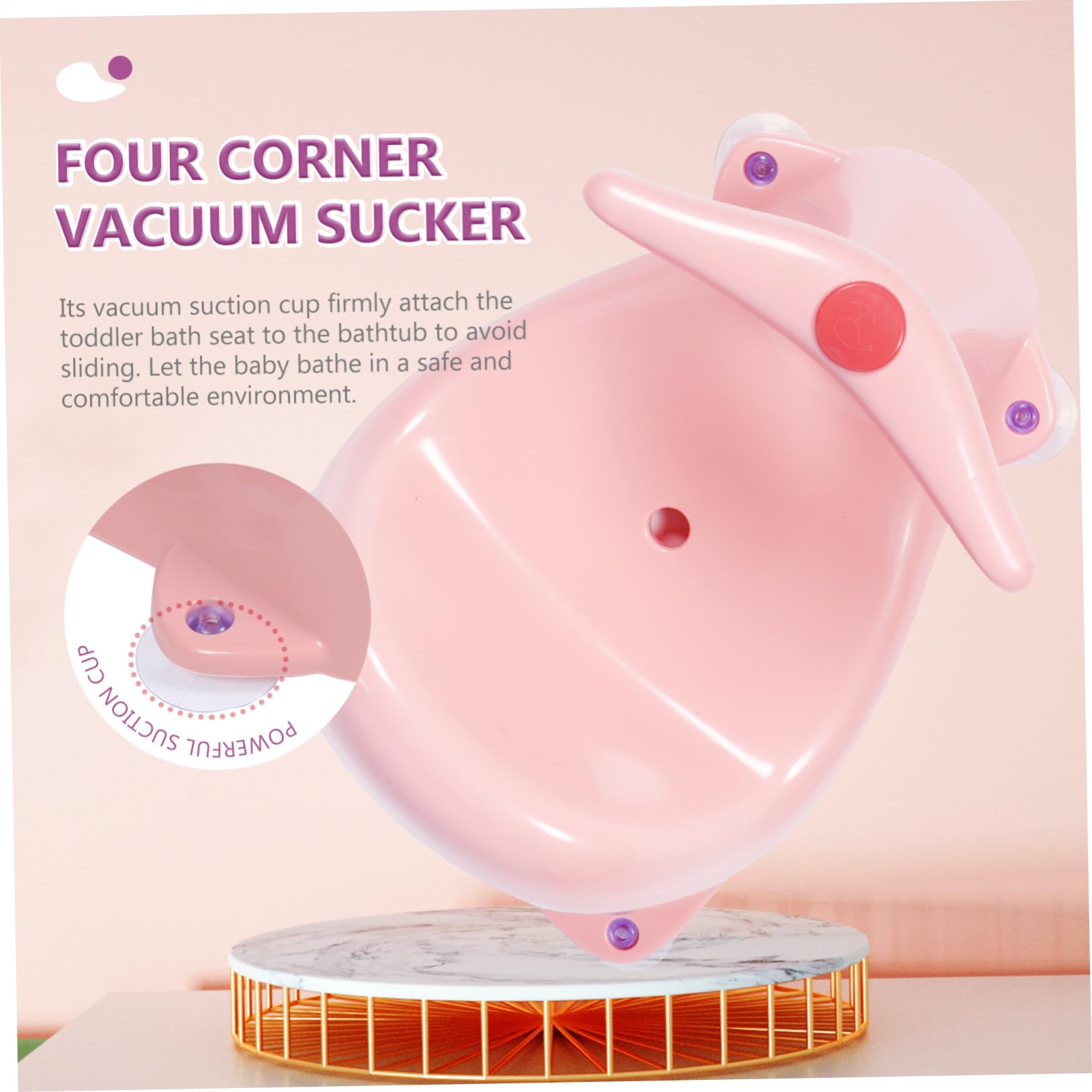 Kleinkind Badesitz Rosa, 1 Stück, Pp Tpe mit Saugnapf | Stabiler Badesitz für Kleinkind, Passend für Badewanne und Dusche, Geschenk zum Geburtstag