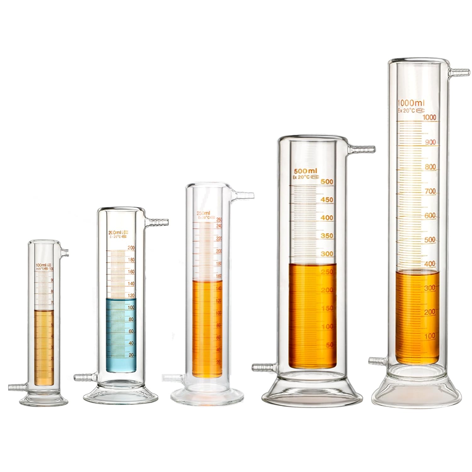 Doppelschichtiger Graduierter Messzylinder Borosilikatglas Messflüssigkeits-Laborzylinder für Laborwissenschaftsexperimente (200ml)