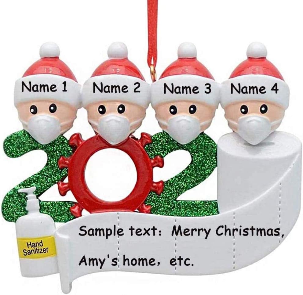 Personalized Christmas Ornaments 2020, for Christmas, Personalized Christmas Ornaments Family of 4, Family Customized Christmas Decorating Kit Creative Gift for Family, White