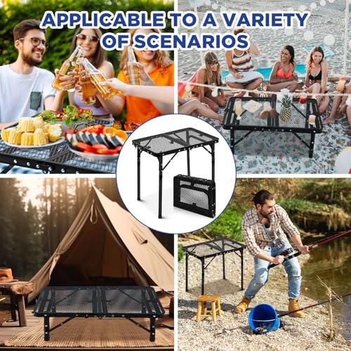 Soaoo Outdoor Folding Camping Table Portable Lightweight Picnic Grill Table with Mesh Desktop Cooking Card Aluminum Folding Table Portable Grill Stand for Camping, 23.62 x 15.75 x 10.63/22.05 Inches - Thumbnail 6