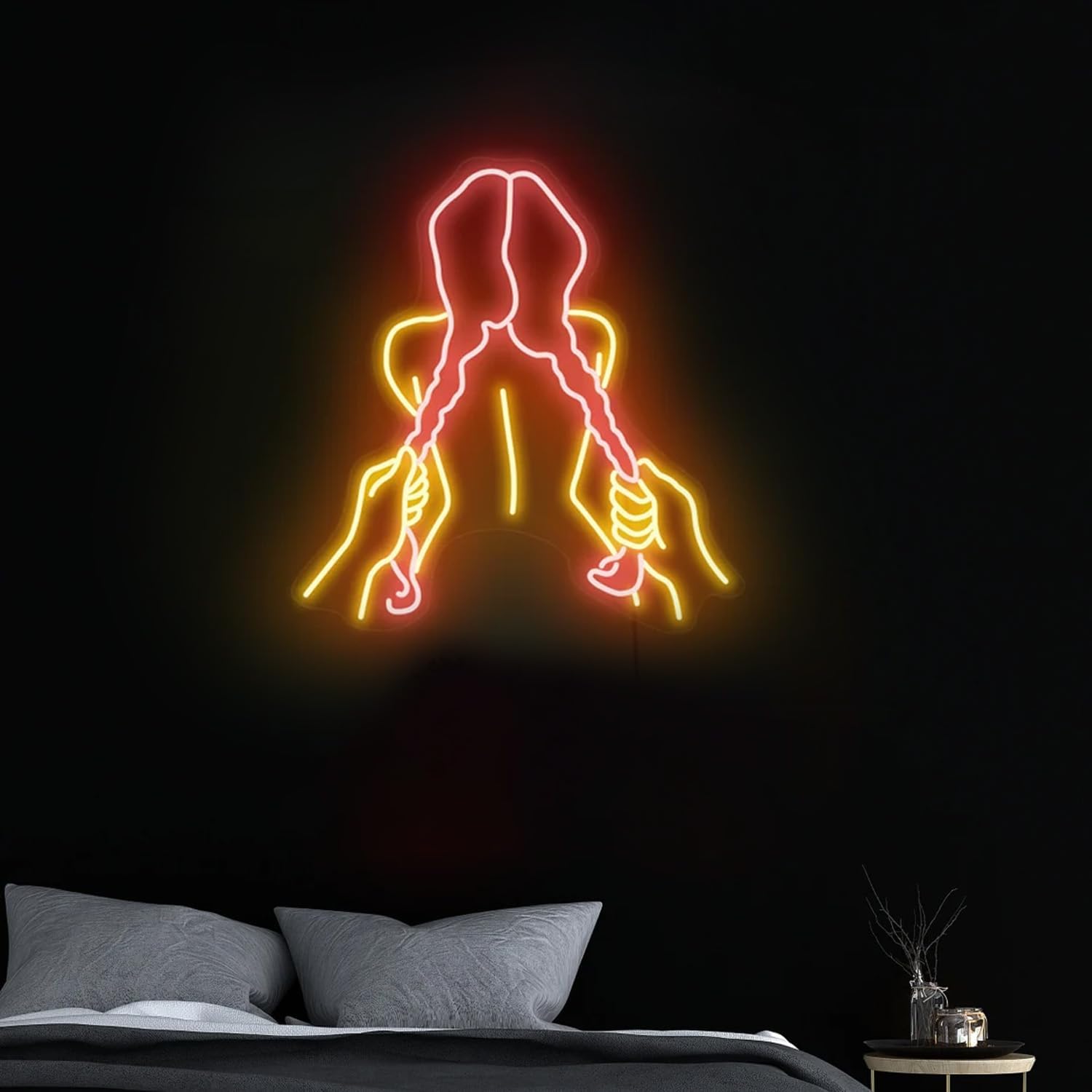 Girl Body Neon Sign, Sex position LED Light Signs for Bar Pub Hotel Man Cave Recreational Game Room, Adult Bedroom Wall Decor Lights neon sign(23inch)-Dimmable-Red & Yellow