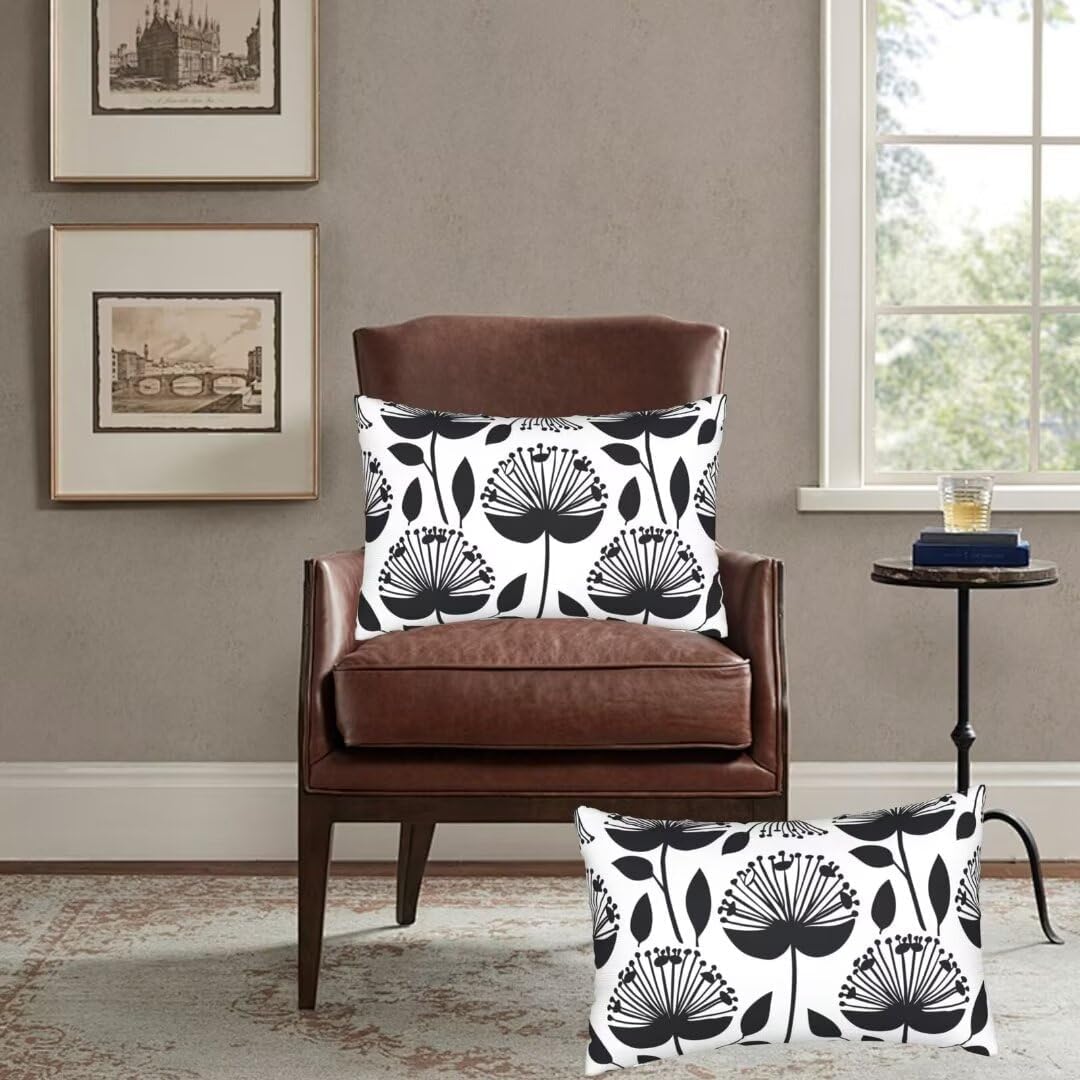 Outdoor Pillows Black And White Pillow Covers 24x35 Set of 2 Throw Pillow Covers, Throw Pillows Outdoor Pillow, Lumbar Pillows Cushion Covers Decorative Pillow Covers for Garden Patio Furniture J120