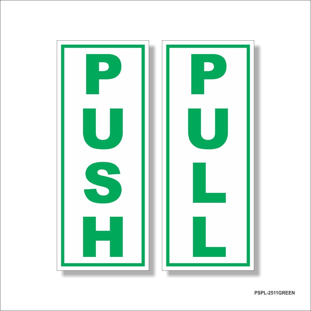 Amazing Sign Push Pull Sticker - Green with White Design for Clear and Stylish Door Direction Indication (Set of - 5)