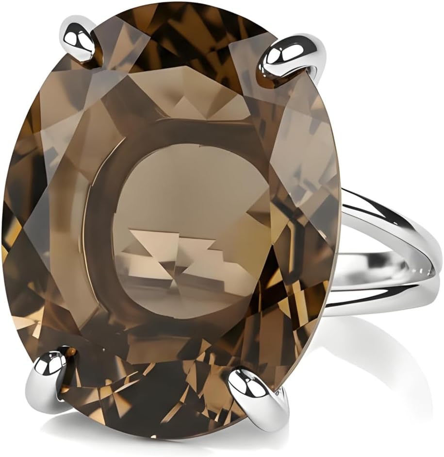 Natural Smoky Quartz Jewelry Ring in 14K Gold - Elegant Cocktail Rings for Women - Handmade Jewelry - Birthdays, Weddings, Graduation, Anniversary for Her