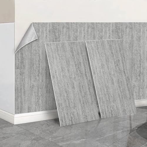 Grey Concrete Look Stick on Tiles Self Adhesive Wall Tiles for Kitchen Bathroom 60cmx30cm Peel and Stick Wall Tile Stickers Thicken Vinyl Waterproof for Kitchen Walls,20PCS=38sq.ft