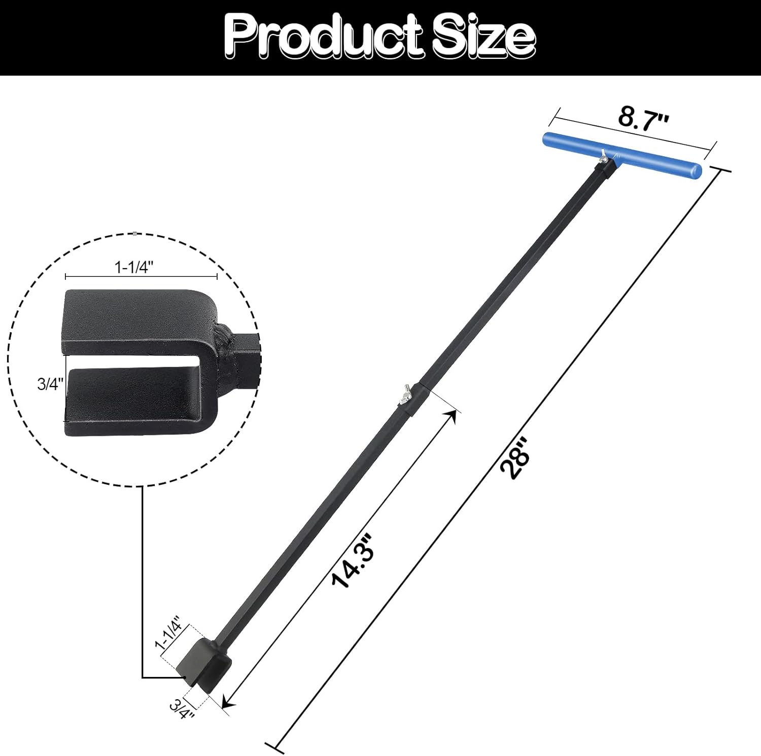 Water Meter Key 28 Inch Shut Off Tool - 4-Way Multifunctional Key and Seal Tape for Opening and Closing Meters or Valves