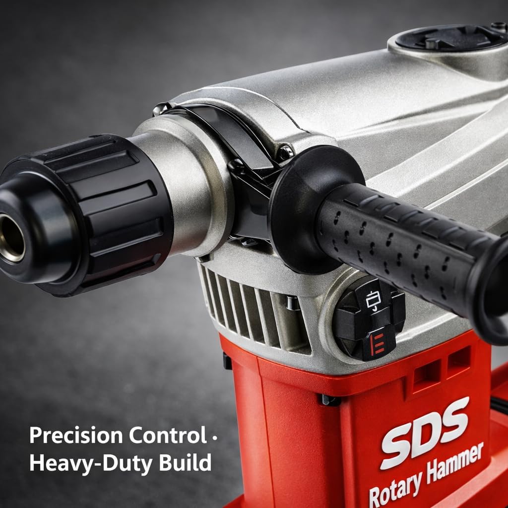 11 Amp 1-9/16 in SDS-MAX Variable-Speed Rotary Hammer Drill, 4.8 ft-lb Impact Energy, 1900–4400 BPM, Anti-Vibration Handle, Safety Clutch – Compatible with BAUER SDS-Type Rotary Hammer (2143E-B)