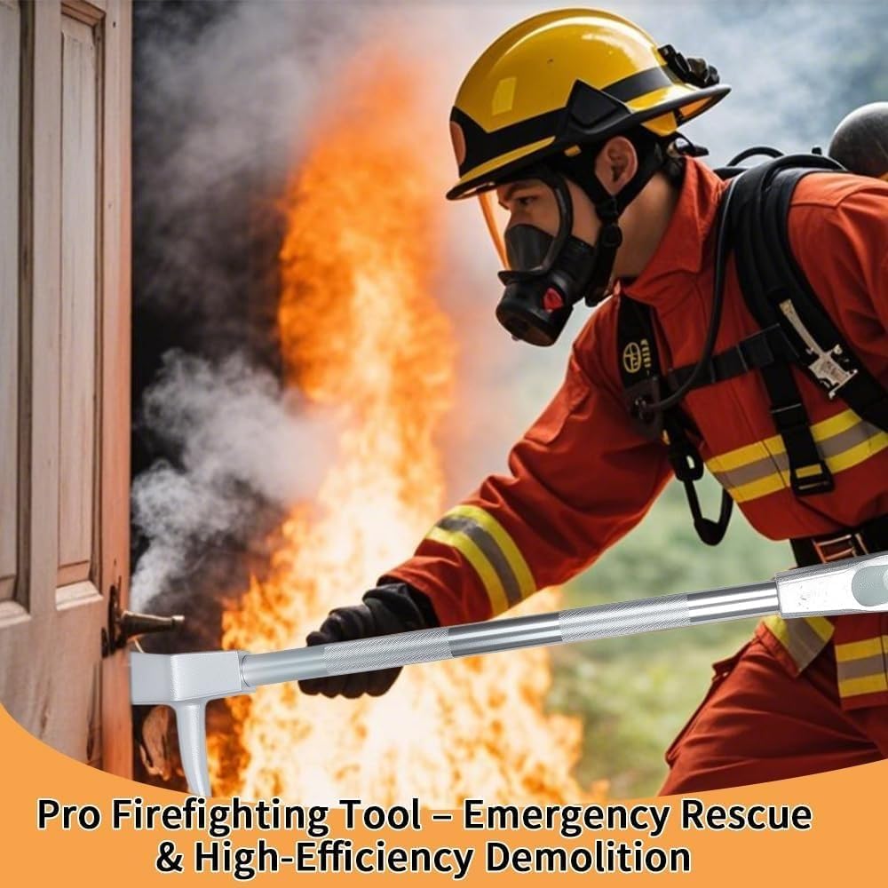 Halligan Tool - Palanca de bomberos con horquilla de punta de cabeza de hacha 3 en 1, herramienta de demolición de rescate de emergencia, 780 mm