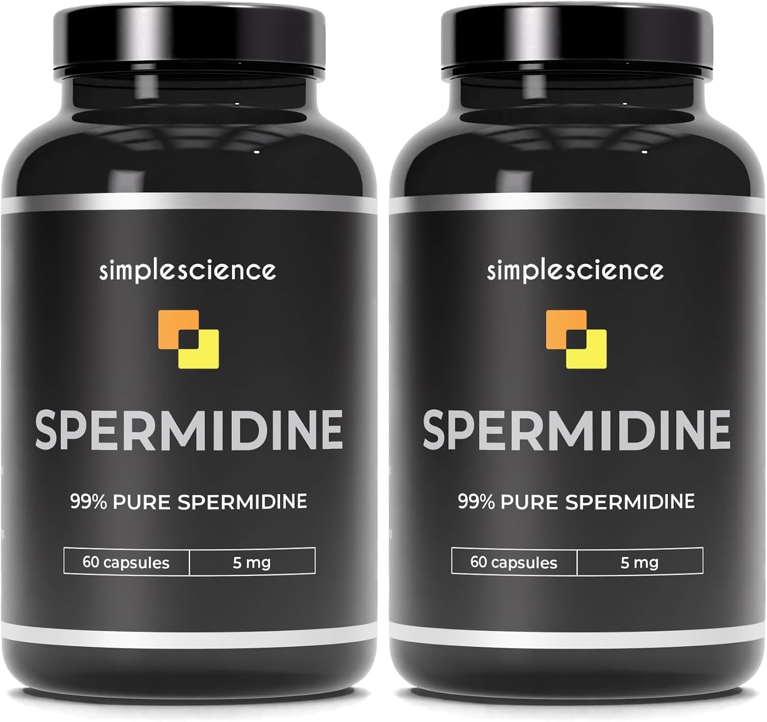 Ultra Pure SPERMIDINE | 60 Servings | 99% Pure Spermidine Content | 5mg per Capsule | Anti-ageing & Longevity Supplement | Lab Tested | 100% Natural and Non-GMO Pack of 2