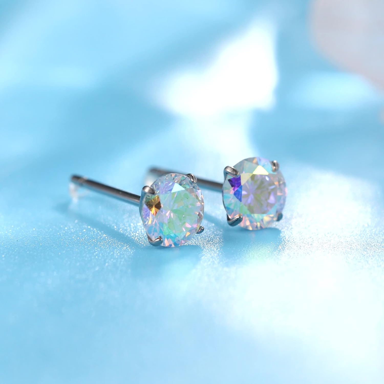 Limerencia Hypoallergenic G23 Titanium Earrings, F136 Implant Grade Pure Titanium, Suitable for Sensitive Ears with Birthstone Crystals CZ Simulated Diamonds - Image 5