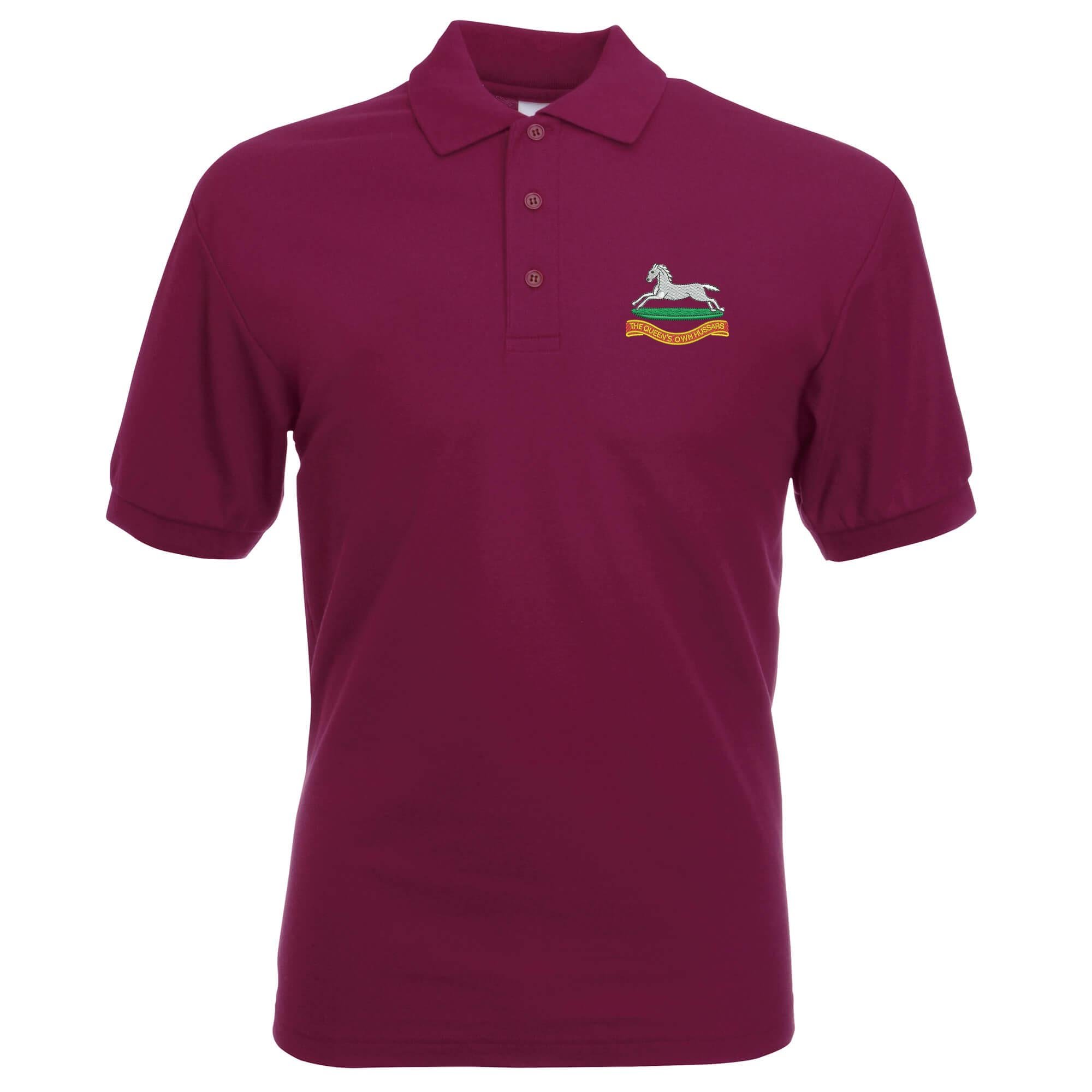 Pineapple Joe's Men's Burgundy Queen's Own Hussars Embroidered Polo - Medium