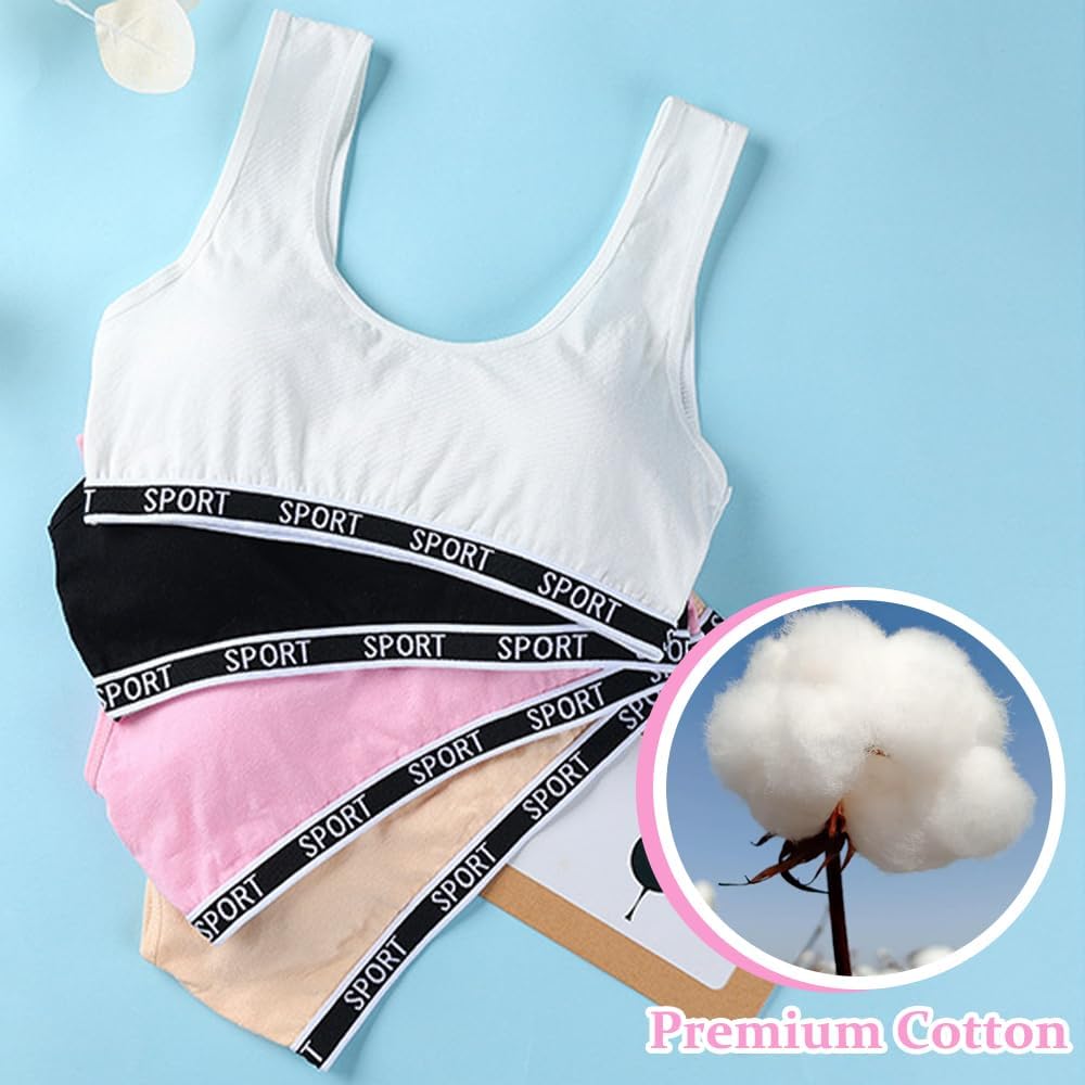 Girls Sports Bras Cotton Training Underwear with Removable Pads Teenage Crop Vest for 8-15 Years - Image 4