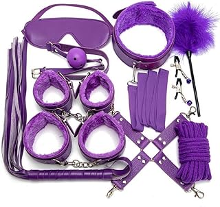 10 pcs BDSM Toy for Adult Couples,Sex Toys Kit for Bondaged Restraints with Handcuffs Sex Toys,Body-Safe Sexual Pleasure Tools for Women and Men Sweater r48q (Purple1)