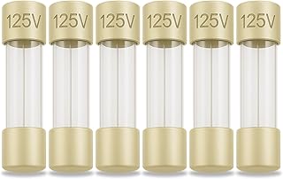 (6 Pack) 5 Amp Fuse / 125V 5A Max, Fast Blow, 0.2 x 0.78 Inch / 5 x 20 mm, Little Glass Fuses for Outdoor String Lights, Christmas Lights, Box Fans, and More TC-67