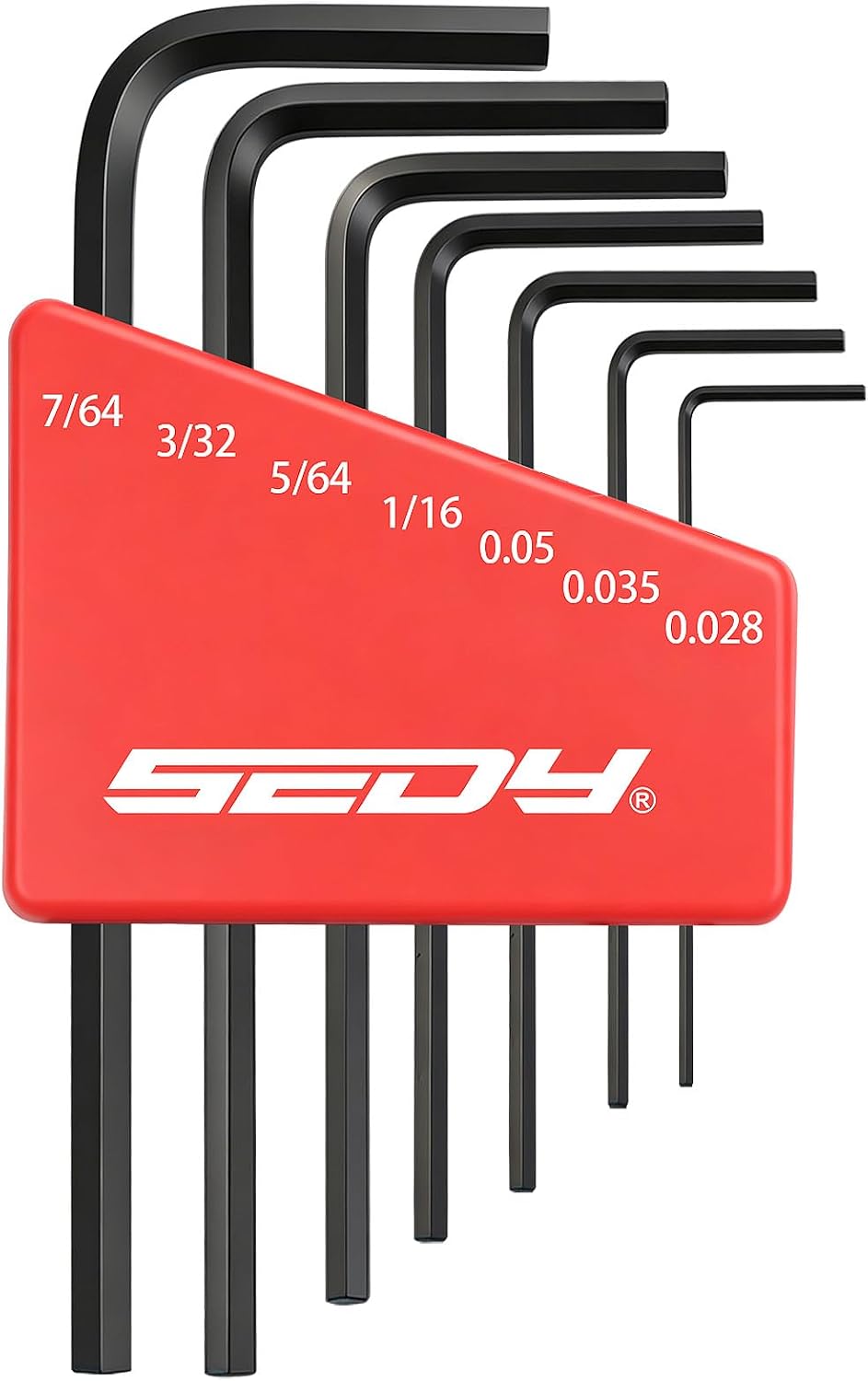 SEDY 7-Piece Mini Hex Key SAE Set, Imperial L Shape Allen Wrench, 0.028, 0.035, 0.05, 1/16", 5/64", 3/32", 7/64", Cr-V